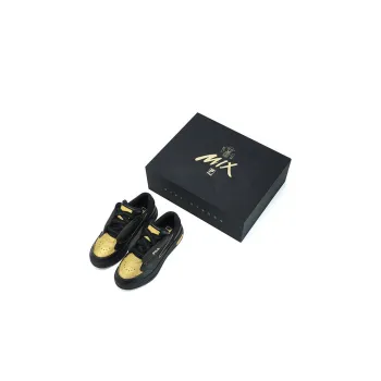 FILA MIX Black Gold Shoes Anti Slip Wear Resistant Low Top Skateboard Shoes Women's Black Gold