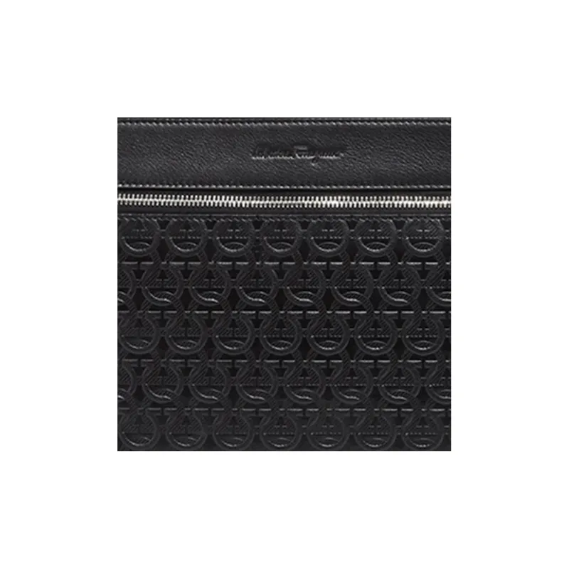 FERRAGAMO Calfskin Clutch Regular Men's Black-4