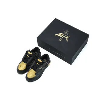 FILA MIX Anti Slip Wear Resistant Low Top Skateboard Shoes Men's Black Gold