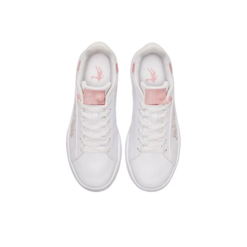 QIAODAN Beach Party Cushioned Wear-Resistant Lightweight Low-Top Skateboard Shoes Women's White Pink-3