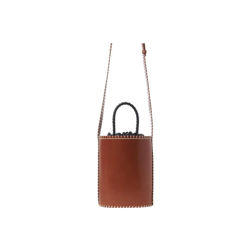 Chloe LOUELA Calfskin Combined With Lambskin Bucket Bag Handbag Shoulder Bag Crossbody Bag Small Size Women's Tan-2
