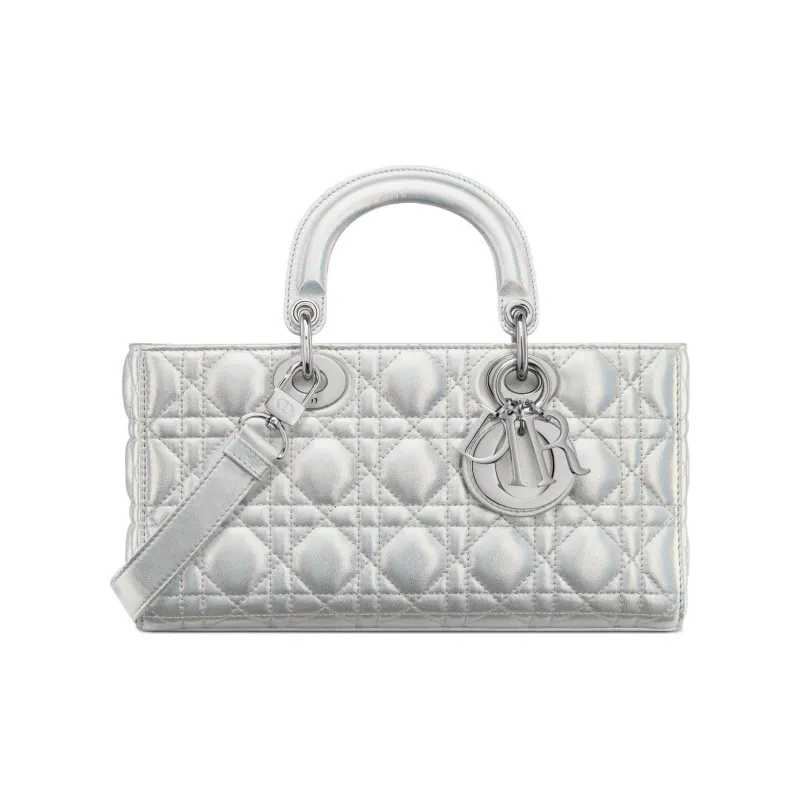 DIOR Lady D Joy Cannage Lambskin Lady Dior Bag, Shoulder Bag, Crossbody Bag, Handbag Medium Size Women's Silver-0