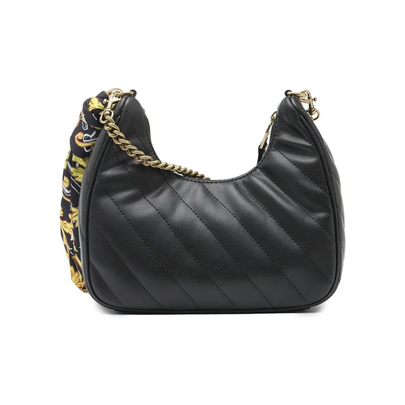 VERSACE JEANS COUTURE Polyester Crescent Bag Shoulder Bag Crossbody Bag Small Size Women's Black-2