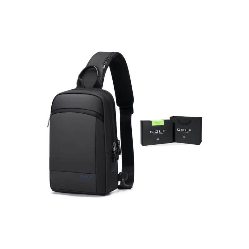 GOLF Oxford Laptop Bag Crossbody Bag Shoulder Bag Fanny Pack Sling Bag Large Size Men's Black-4