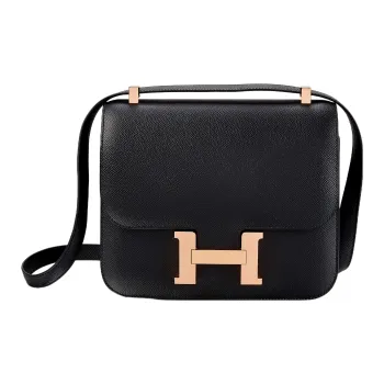 HERMES Constance Epsom Leather Shoulder Bag Crossbody Bag Mini Women's Noir Black