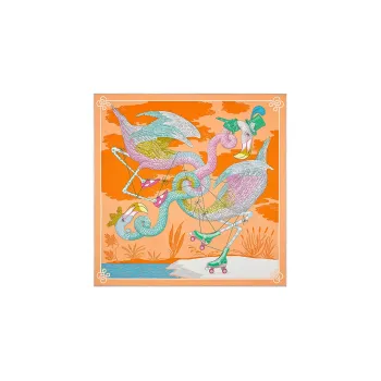 HERMES Tied Up In Knots Silk Scarves Women's Orange
