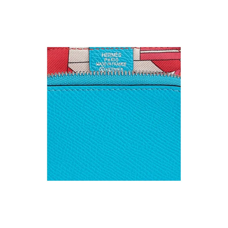 HERMES Silk'In Epsom With Barenia Calfskin Coin Purse Women's Frida Blue/Magnolia Pink-2