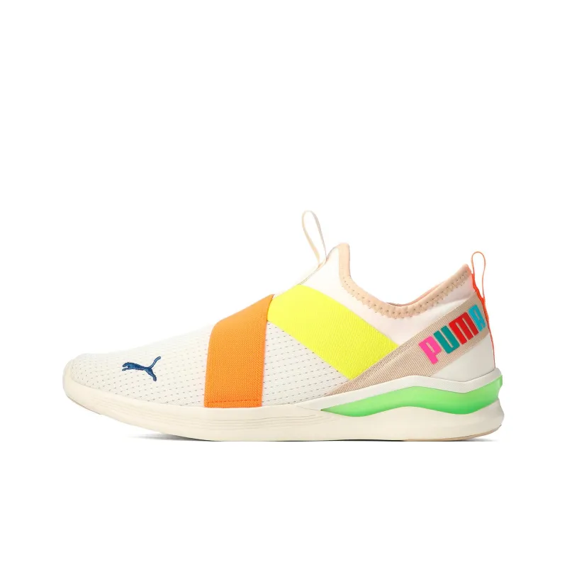 PUMA Lqd Flash Anti-Slip Wear-Resistant Low-Top Casual Running Shoes Unisex White Orange Yellow-0