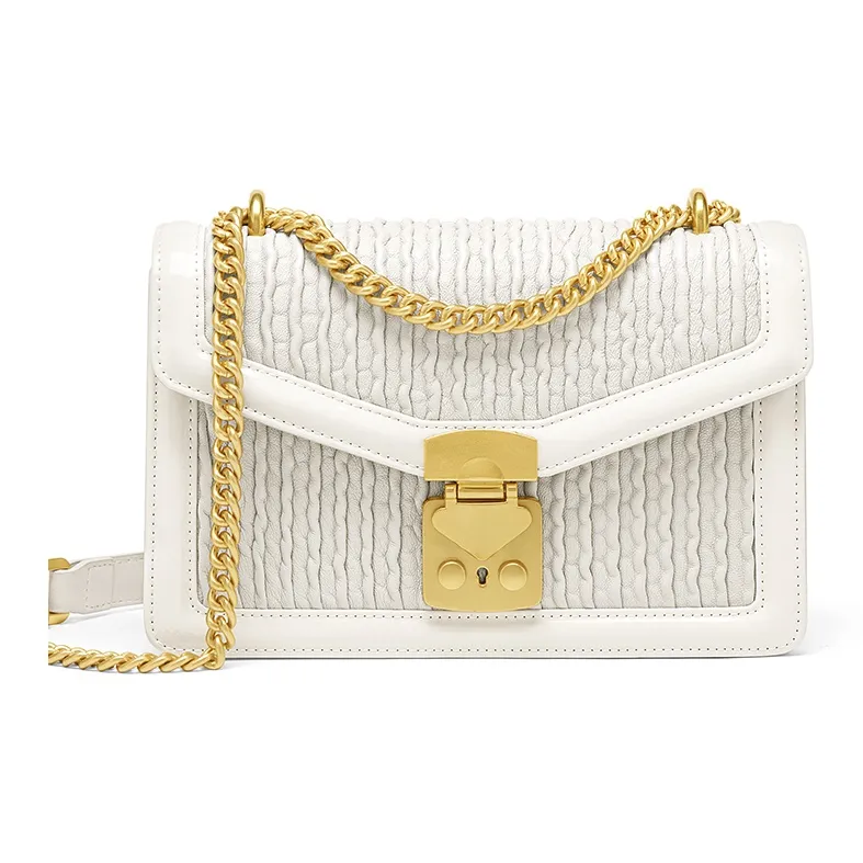 Gong Xuan Sheepskin Small Square Bag Shoulder Bag, Crossbody Bag Women's Cloud Top Milkshake-1