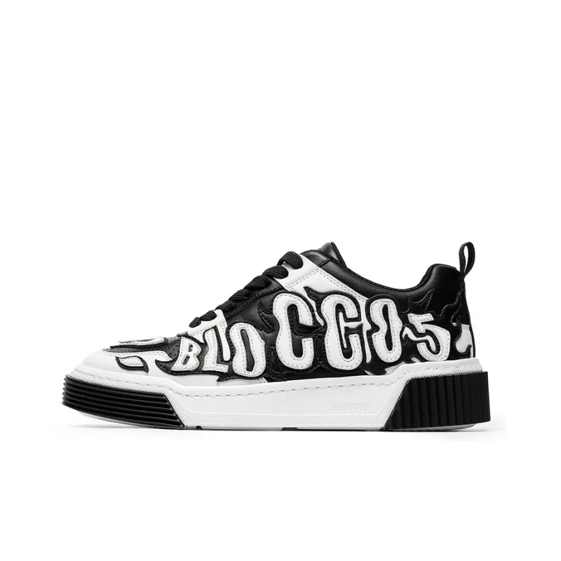 BLOCCO5 Letter Shoes Stylish Skateboarding Shoes Unisex Black-0