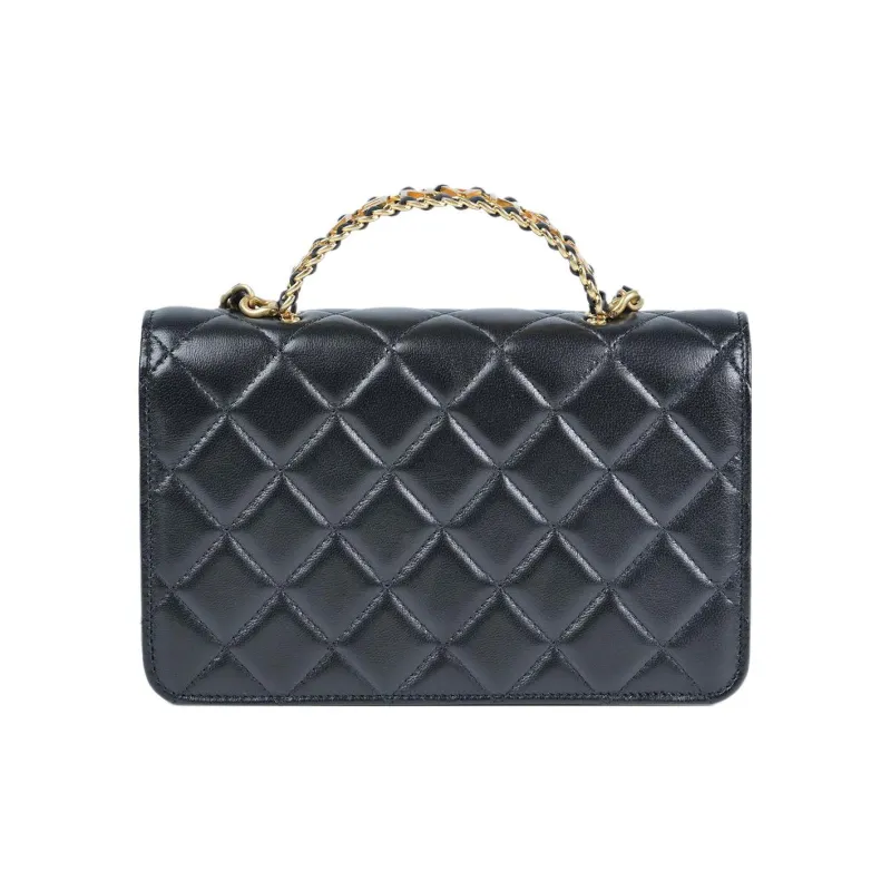CHANEL Sheepskin Chain Bag Handbag Women's Black-3