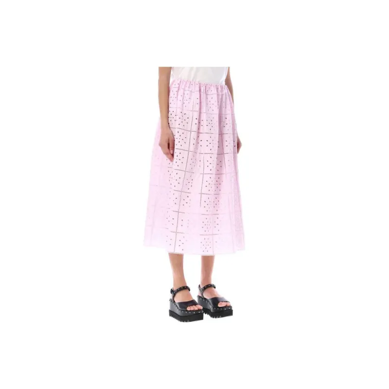 GANNI Broderie anglaise Straight Skirt-2