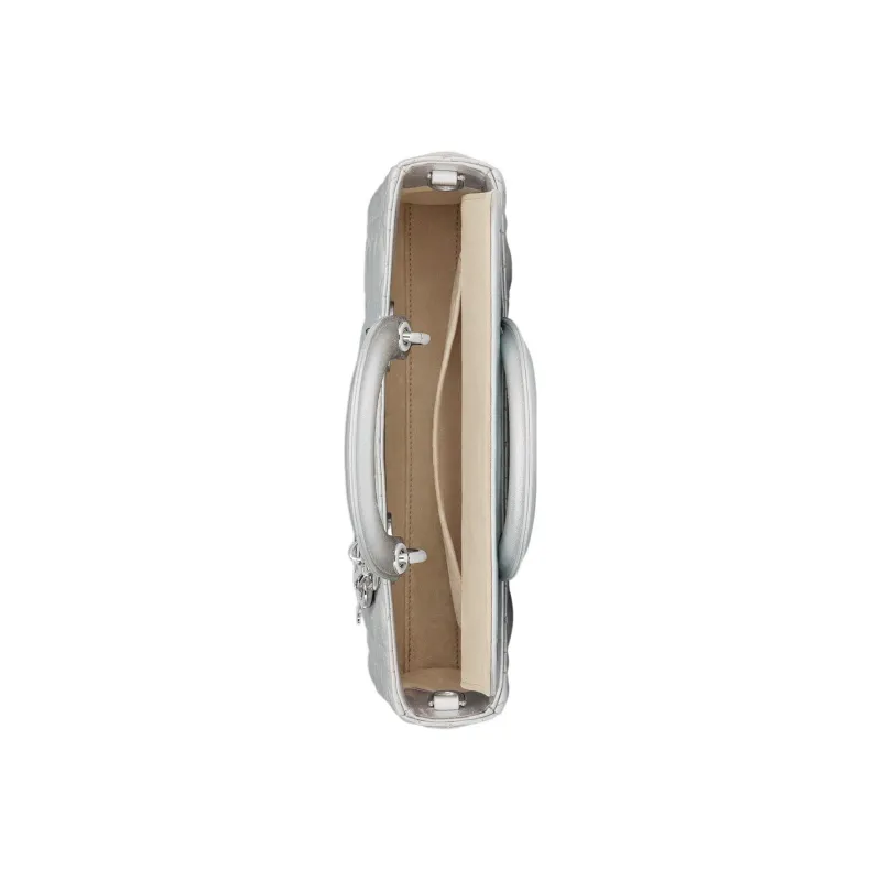 DIOR Lady D Joy Cannage Lambskin Lady Dior Bag, Shoulder Bag, Crossbody Bag, Handbag Medium Size Women's Silver-4