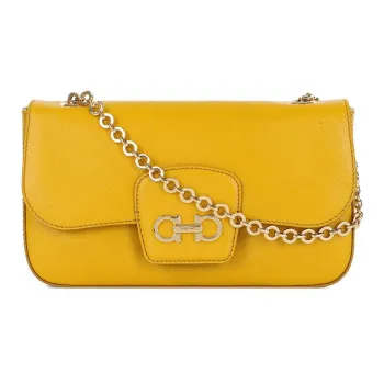 FERRAGAMO Leather Shoulder Bag Crossbody Bag Women's Yellow