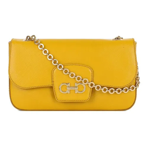 FERRAGAMO Leather Shoulder Bag Crossbody Bag Women's Yellow