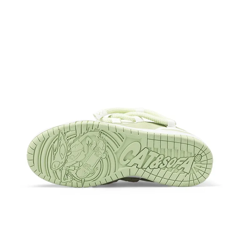 Cat&Sofa Dreadlocks Series Low Top Skateboard Shoes Unisex Lime-3