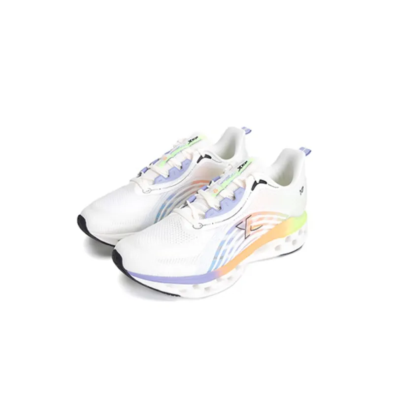 XTEP Shock Absorption Spinning 10.0 Anti Slip And Wear Resistant Breathable Low Top Running Shoes Men's White Purple-1