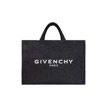 GIVENCHY Raffia Tote Bag, Shopping Bag, Shoulder Bag, Handbag Large Size Women's Black