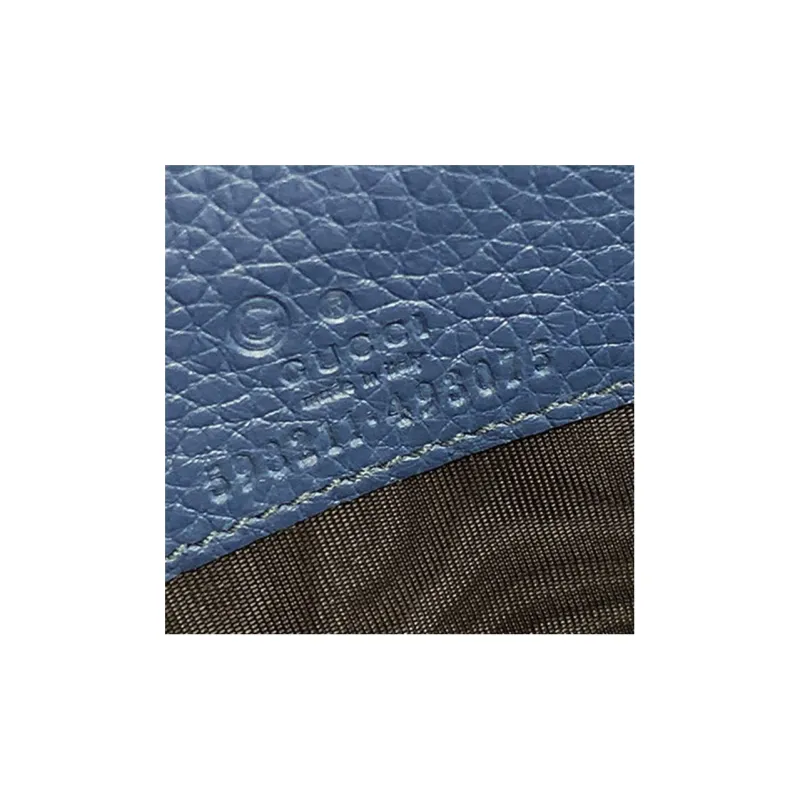 GUCCI Litchi Grain Calfskin Shoulder Bag Crossbody Bag Women's Blue-7