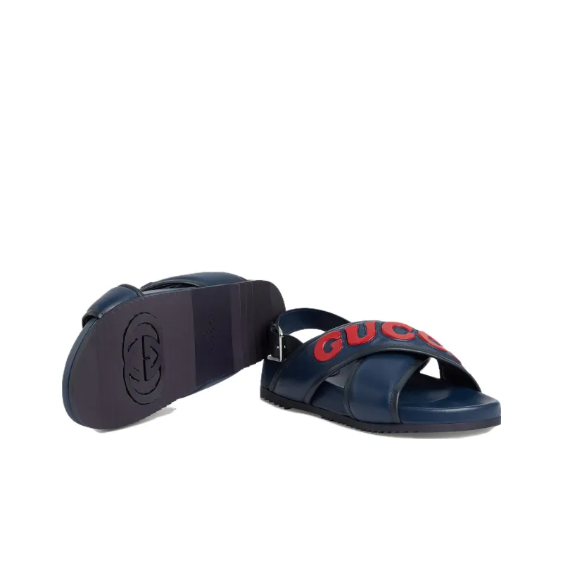 GUCCI Crossover Sandal 'Blue Red'-4