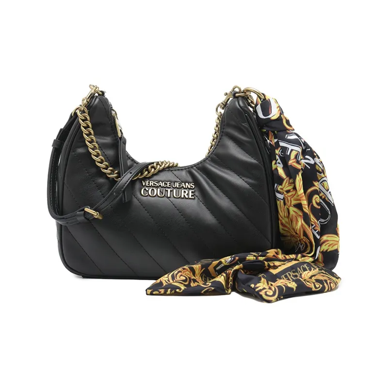 VERSACE JEANS COUTURE Polyester Crescent Bag Shoulder Bag Crossbody Bag Small Size Women's Black-0