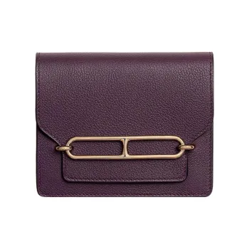 HERMES Roulis Evercolor Calfskin Fanny Pack Coin Purse Wallet Women's Black/Grenadine/Blue