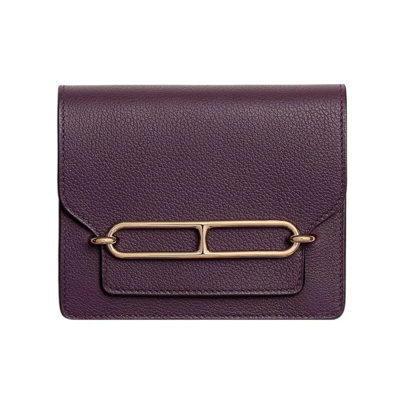 HERMES Roulis Evercolor Calfskin Fanny Pack Coin Purse Wallet Women's Black/Grenadine/Blue-0