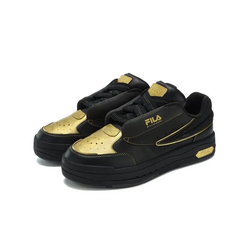 FILA MIX Black Gold Shoes Anti Slip Wear Resistant Low Top Skateboard Shoes Women's Black Gold-2