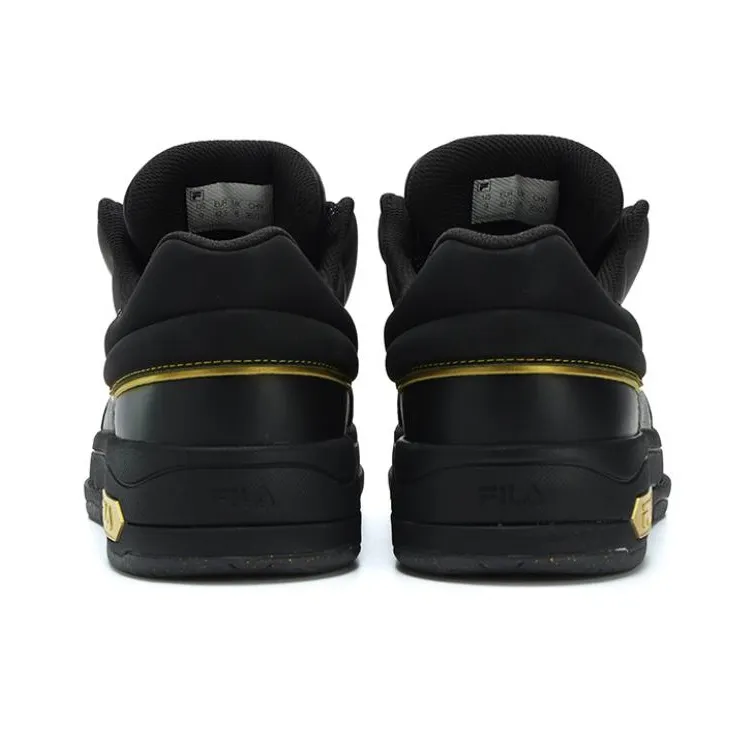 FILA MIX Anti Slip Wear Resistant Low Top Skateboard Shoes Men's Black Gold-4