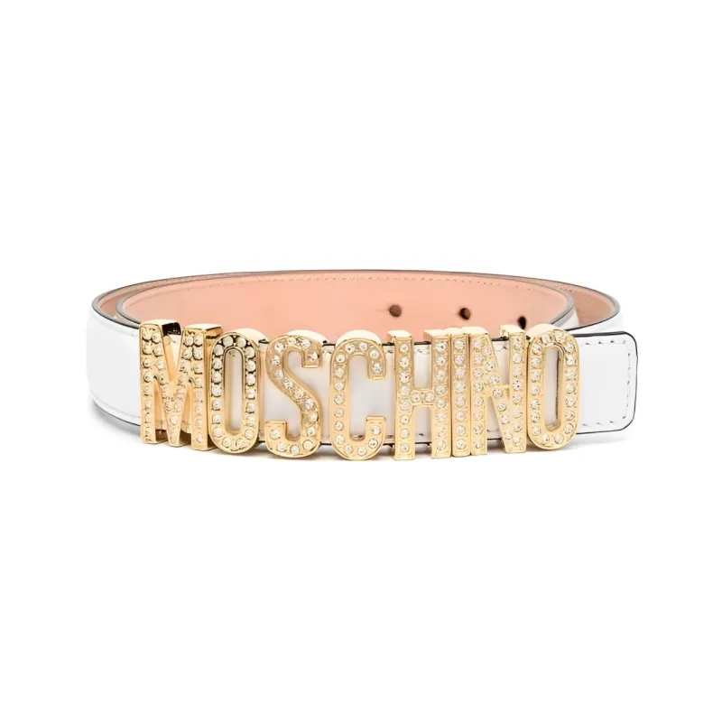 MOSCHINO Leather Belts Women's White-0