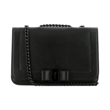 FERRAGAMO Viva Cow Leather Pillow Bag Crossbody Bag Shoulder Bag Women's Black