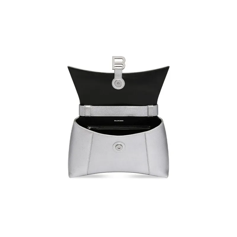 Balenciaga Downtown Cow Leather Portable Crossbody Bag, Shoulder Bag Women's Silver-5