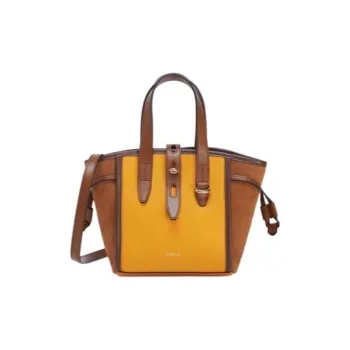 Furla Net Collection Leather Basket Bag One Shoulder Handbag Mini Women's Ginger Yellow Floral
