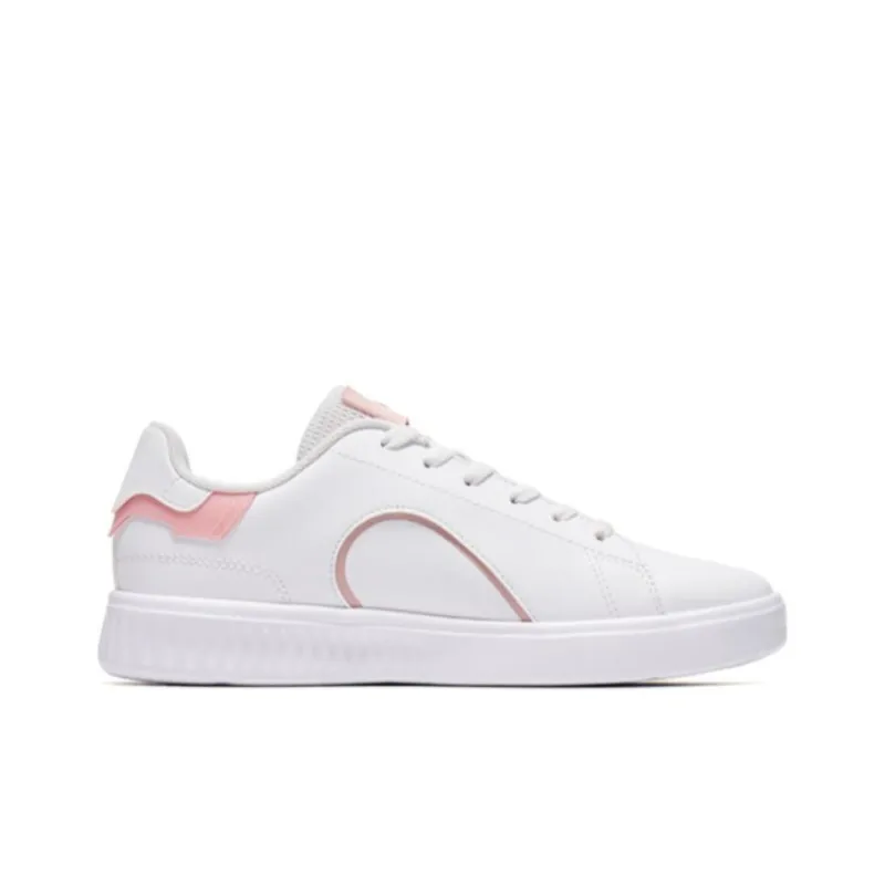 QIAODAN Beach Party Cushioned Wear-Resistant Lightweight Low-Top Skateboard Shoes Women's White Pink-1