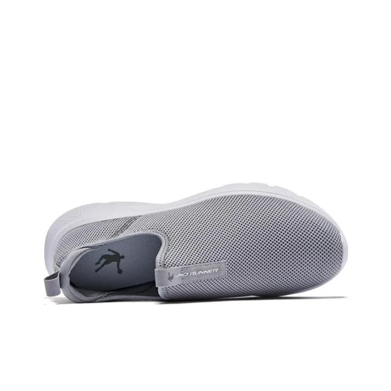 QIAODAN Breathable And Resilient Low Top Running Shoes Men's Gray White-3