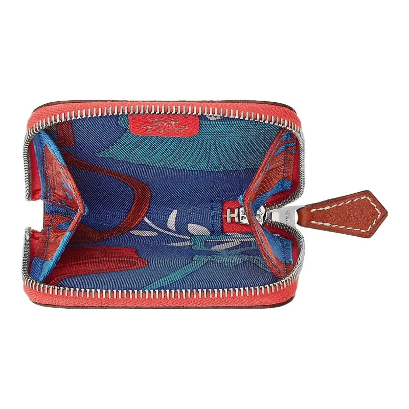 HERMES Silk'In Epsom Leather Coin Purse Women's Texas Pink/Mosaic Blue/Greek Blue-1