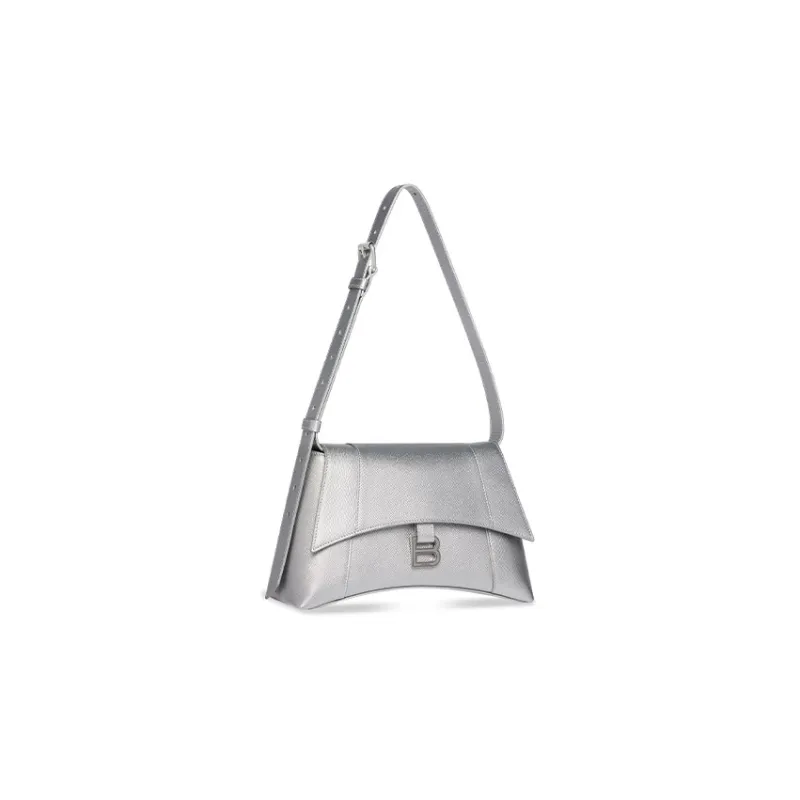 Balenciaga Downtown Cow Leather Portable Crossbody Bag, Shoulder Bag Women's Silver-2