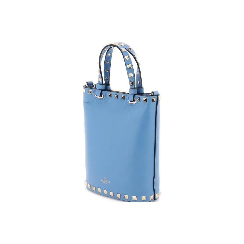 Valentino Rockstud Calfskin Bucket Bag Shoulder Bags Handbags Mini Women's Light Blue-2
