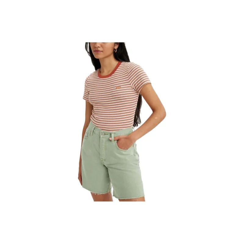 Levis T-Shirts Women's White Red-1