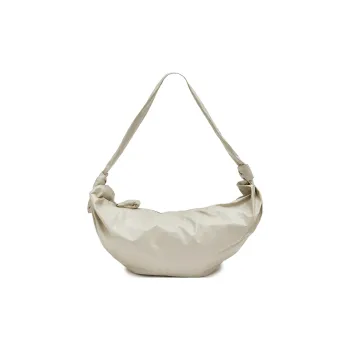 Lemaire Cow Leather Croissant Bag, Shoulder Bag, Crossbody Bag Tubas Unisex Gray White