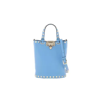 Valentino Rockstud Calfskin Bucket Bag Shoulder Bags Handbags Mini Women's Light Blue