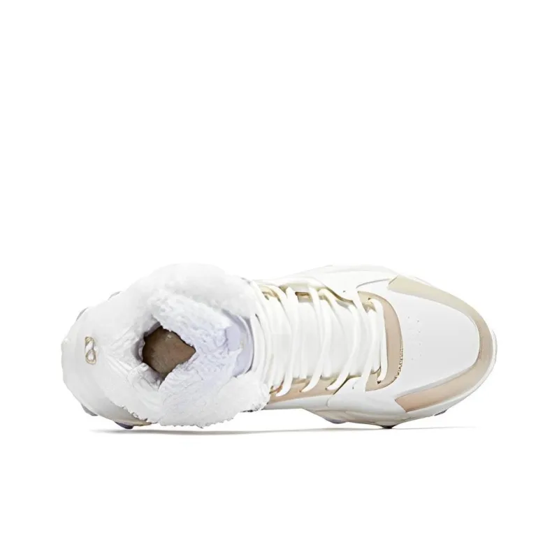 QIAODAN Cushioned Slip Resistant Lightweight High Top Running Shoes Women's White Purple-2