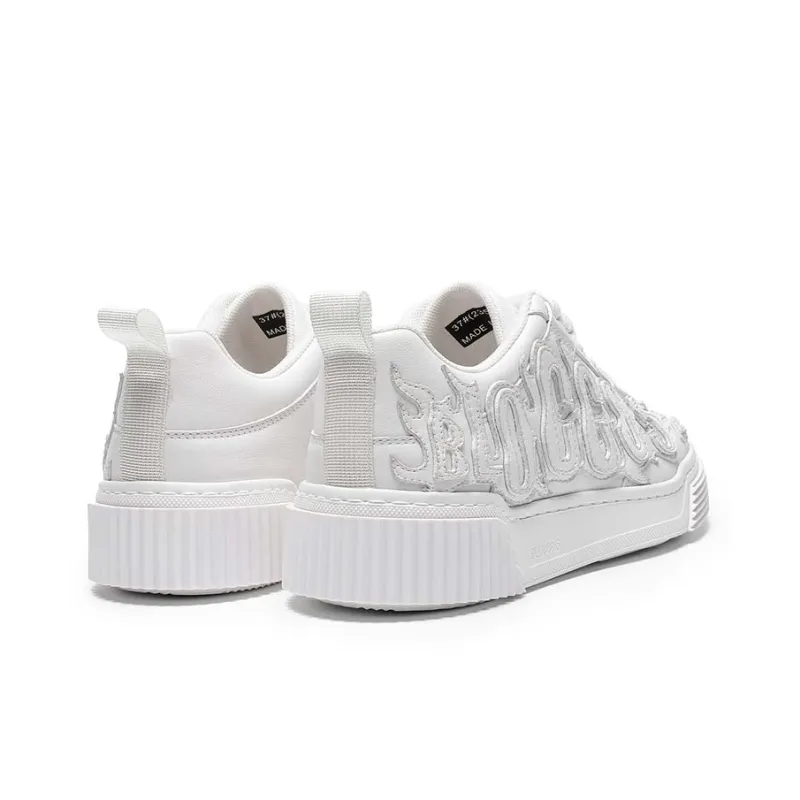 BLOCCO5 Letter Shoes Stylish Skateboarding Shoes Unisex White-2
