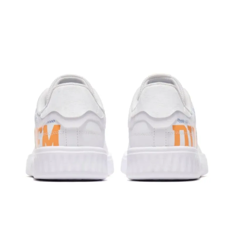 QIAODAN Beach Party Anti-Slip Wear-Resistant Low-Top Skateboard Shoes Women's White Orange-5