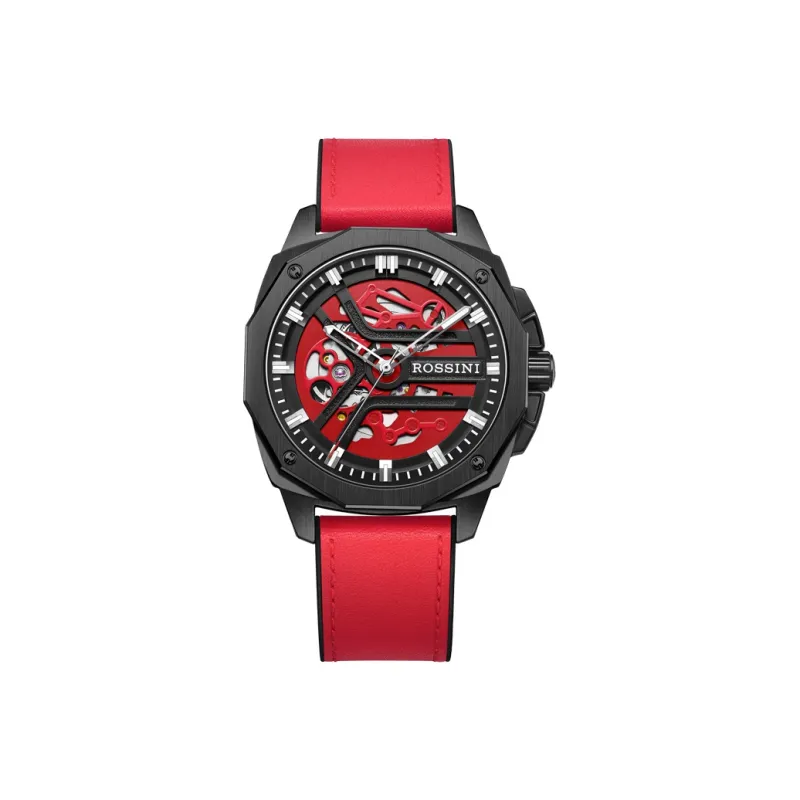 ROSSINI Medallion Collection Mechanical Movement Silicone Strap Watch Men's Watches Red Watch Dial 5210057-10