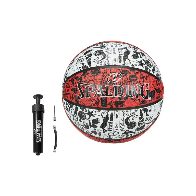SPALDING Graffiti Rubber Basketball White Black Red Size 7 Training Unisex-6