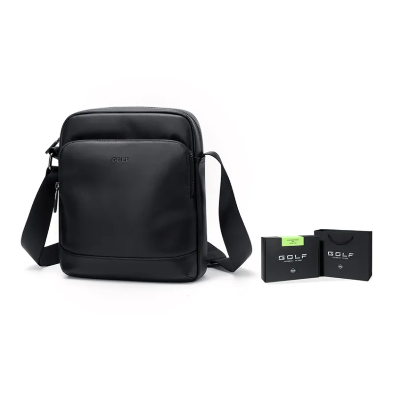 GOLF Synthetic Leather Shoulder Bag, Crossbody Bag Large Size Men's Black-4