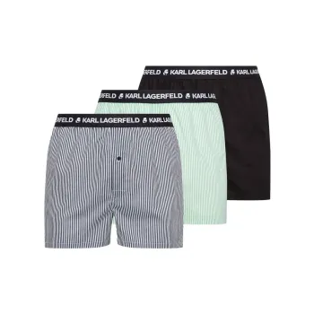 KARL LAGERFELD / Karl Lagerfeld Jeans Logo waistband Woven Boxer Shorts Pack Of Three