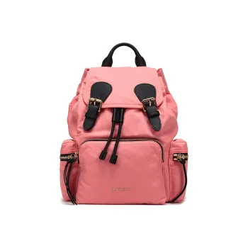 Burberry Leather Backpack Medium Size Women's Bright Coral Pink