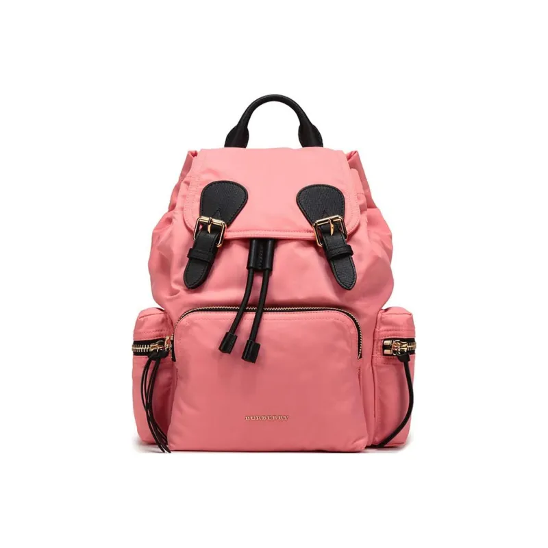 Burberry Leather Backpack Medium Size Women's Bright Coral Pink-0